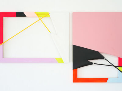 Untitled-Duo, 2023, each 50x70cm, Leatherette, Acrylic Paint, Studs